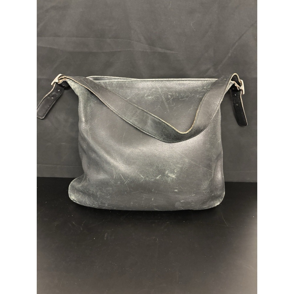 Coach Black Leather Purse with wear on bottom, handle and more in pictures